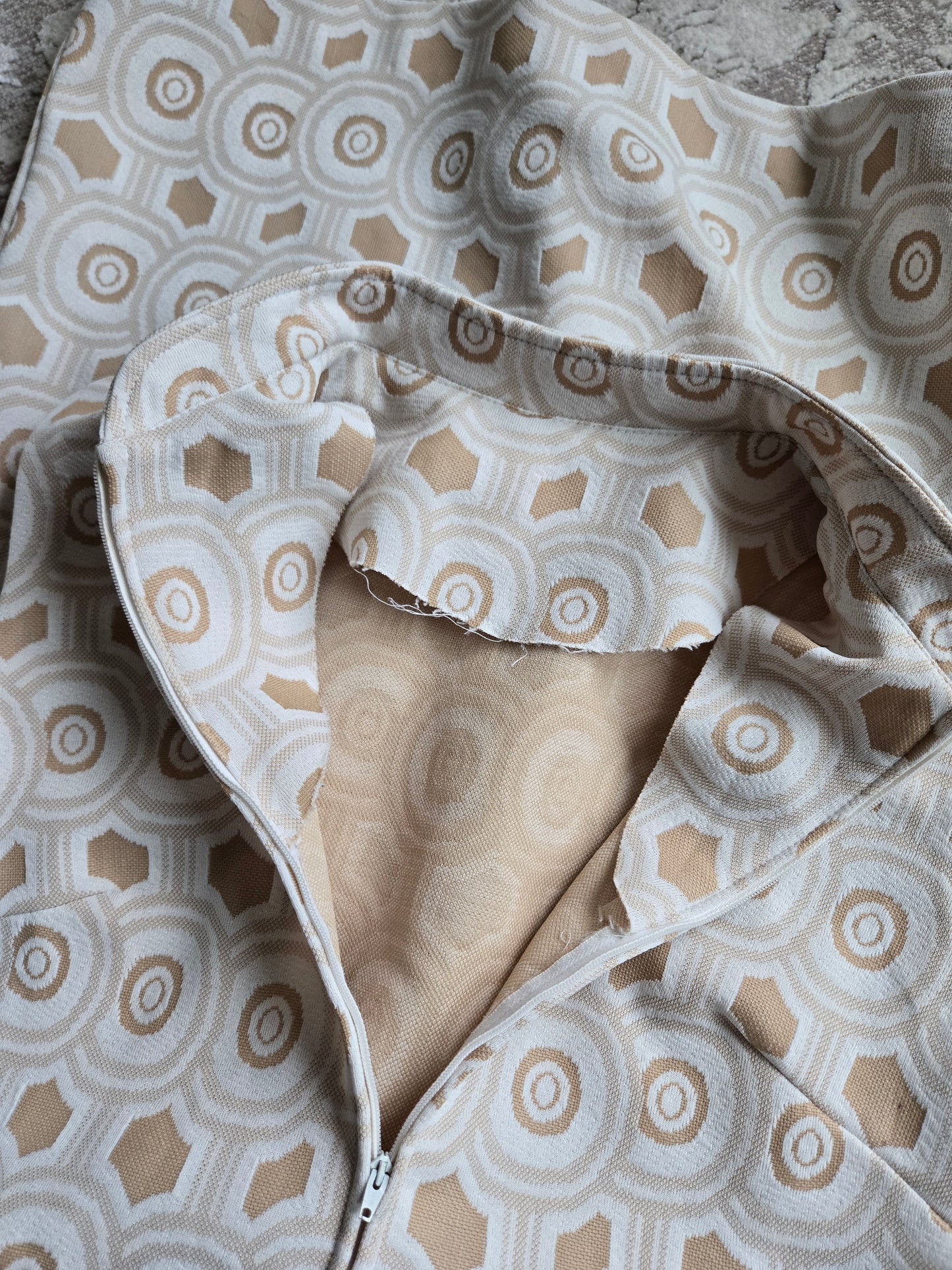 Vintage 70s Mod Geo Pattern Knit Dress - M/L