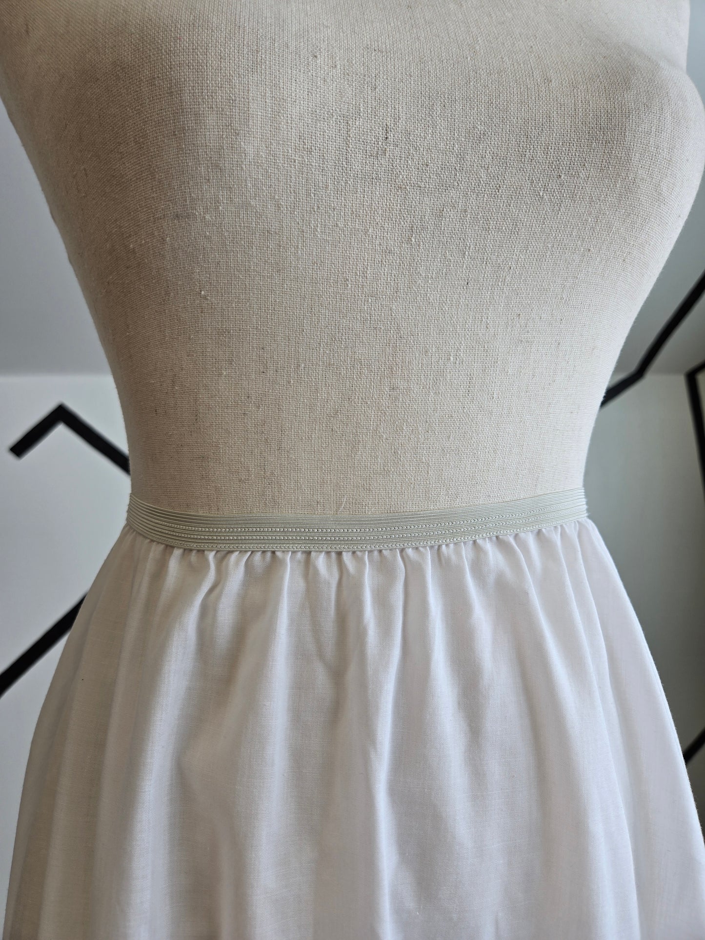 Vintage Edwardian Style Shorter White Cotton Blend Muslin Petticoat - small