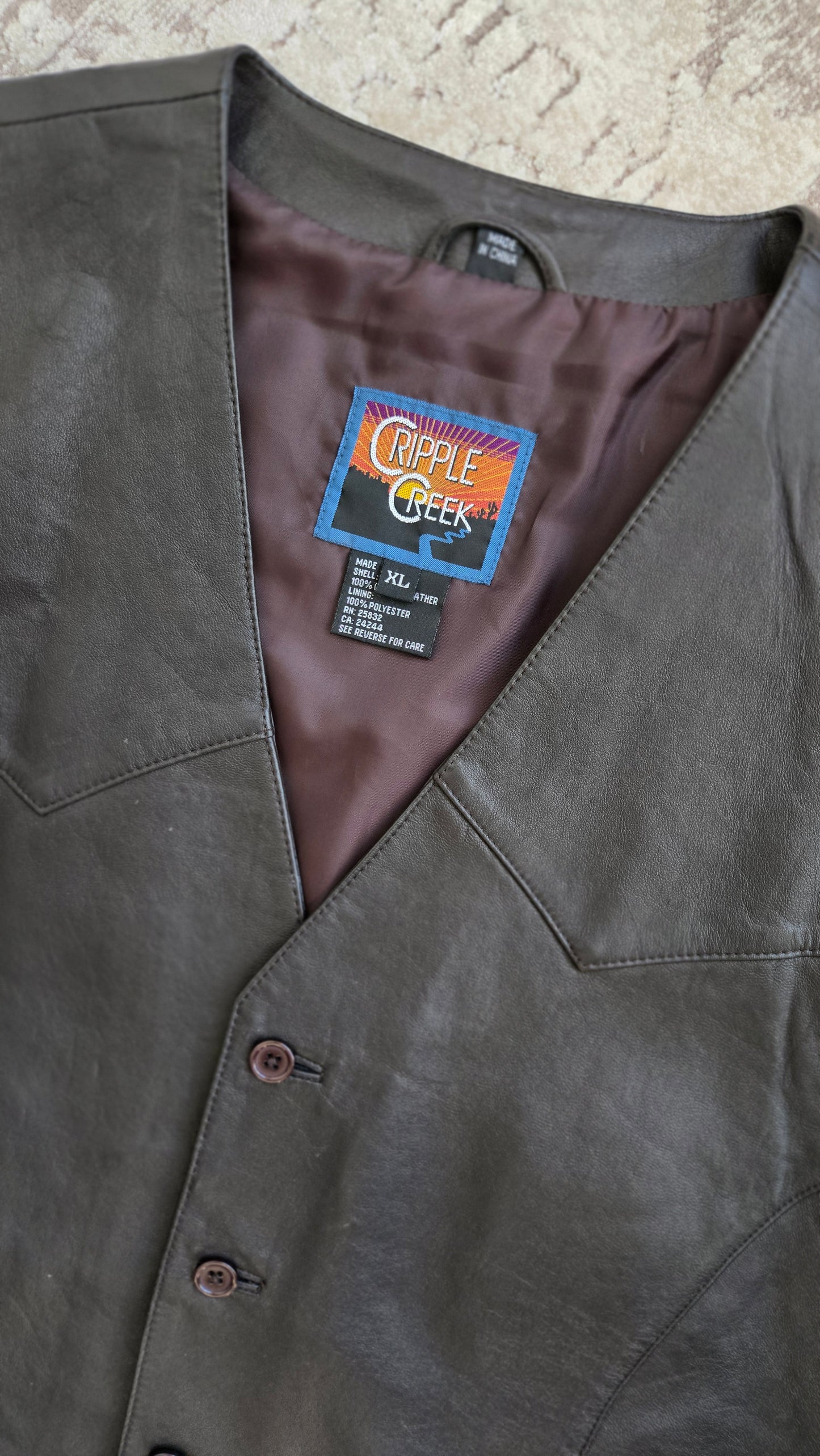 Cripple Creek Genuine Leather Western Vest - XL