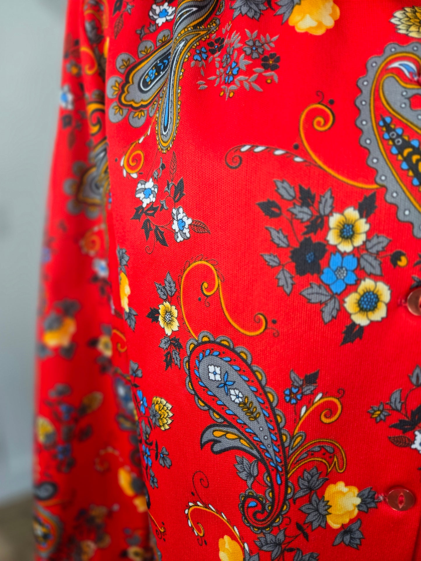 Ro-Vel of California Vintage 70s Red Paisley and Floral Print Top - large