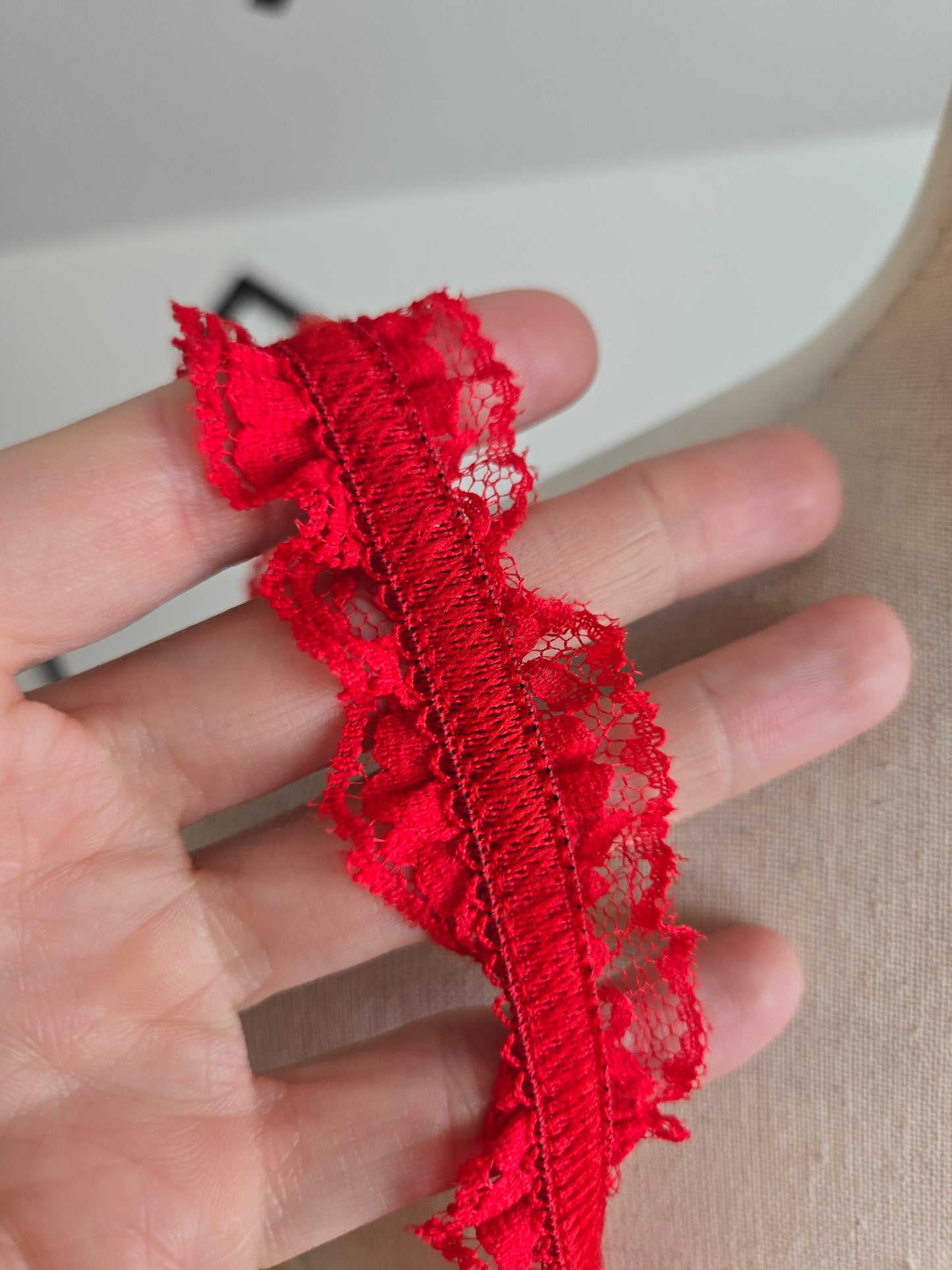 Inner Most Vintage Red Lace Shear Dress with Boning in Bust - medium