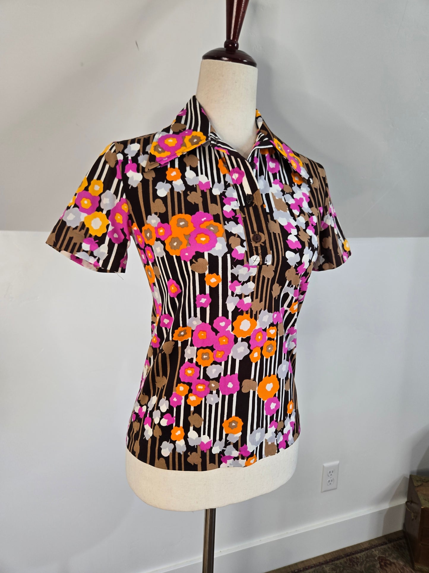 Vintage Psychedelic Print Nylon Top Made in Brazil - XS/S
