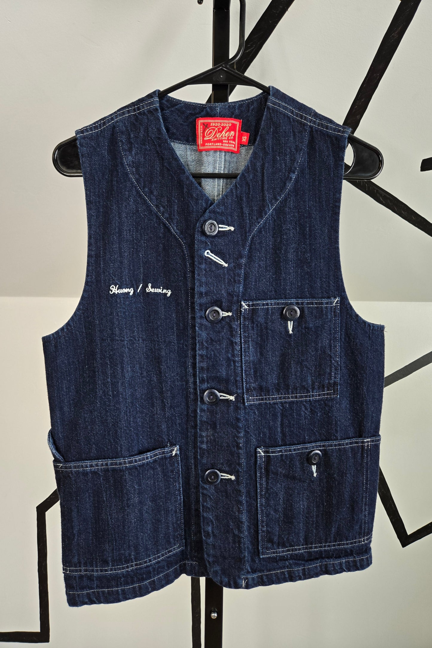 Dehen Sewing Line Vintage Denim Vest Made in Portland - Small