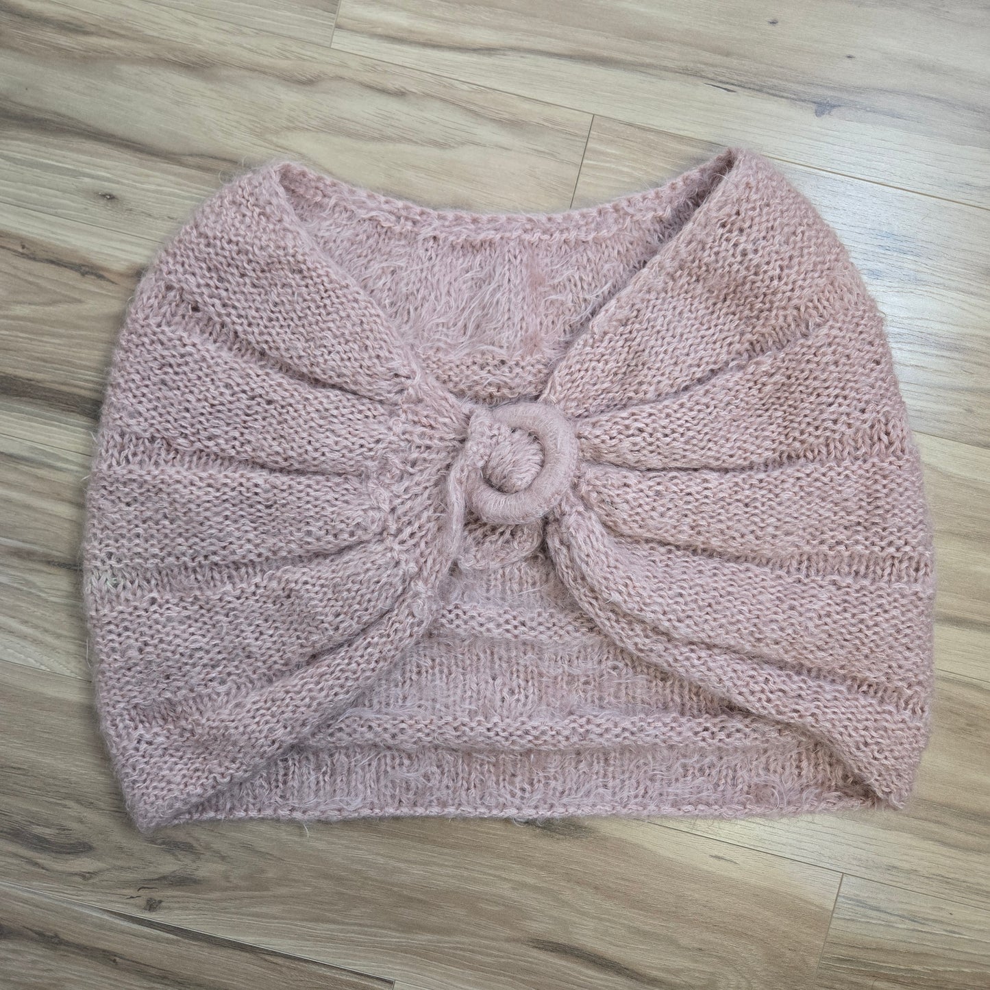 Mauve Pink Vintage 40s/50s Mohair Hand Knit Stole