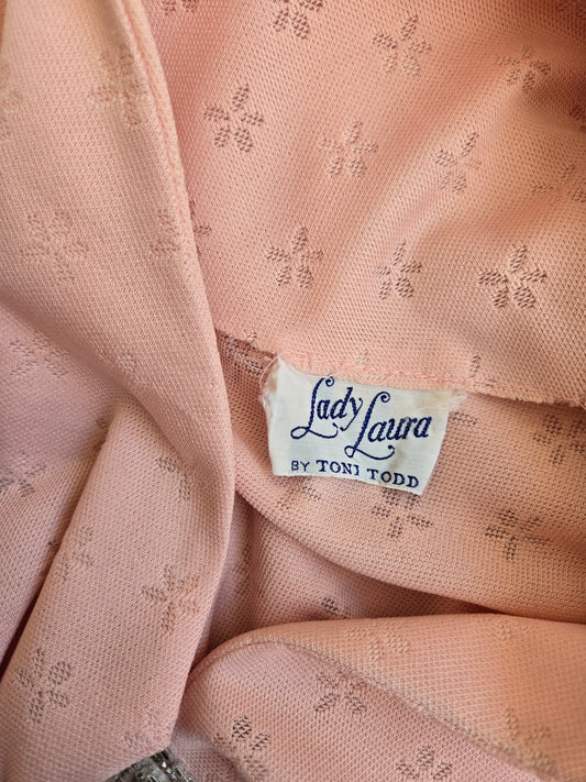 Lady Laura by Toni Todd Vintage Pink Dress with Beaded Detail - large