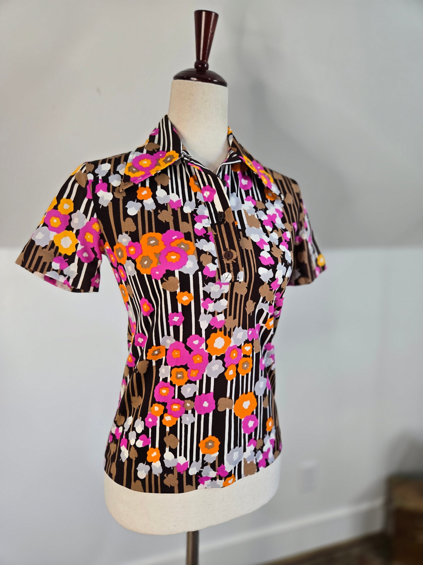 Vintage Psychedelic Print Nylon Top Made in Brazil - XS/S