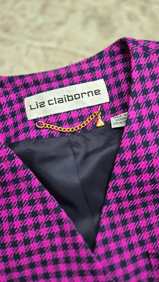 Liz Claiborne Vintage Silk/Wool Tweed Pink Plaid - Small