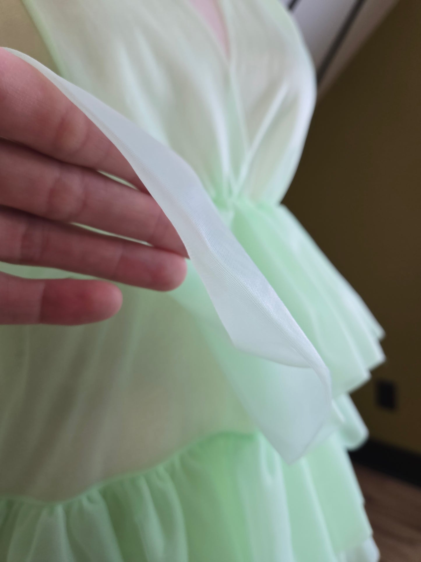 Vintage Lime Green Layered Ruffle Negligee - small