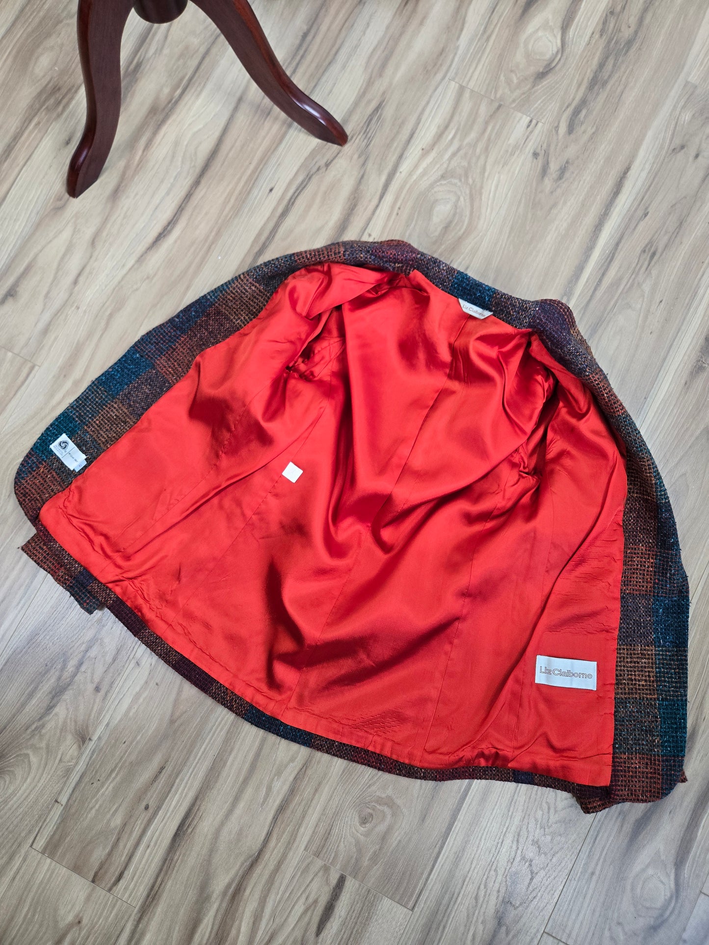 Liz Claiborne Vintage Union Tag Colorful Plaid Wool Blazer - small