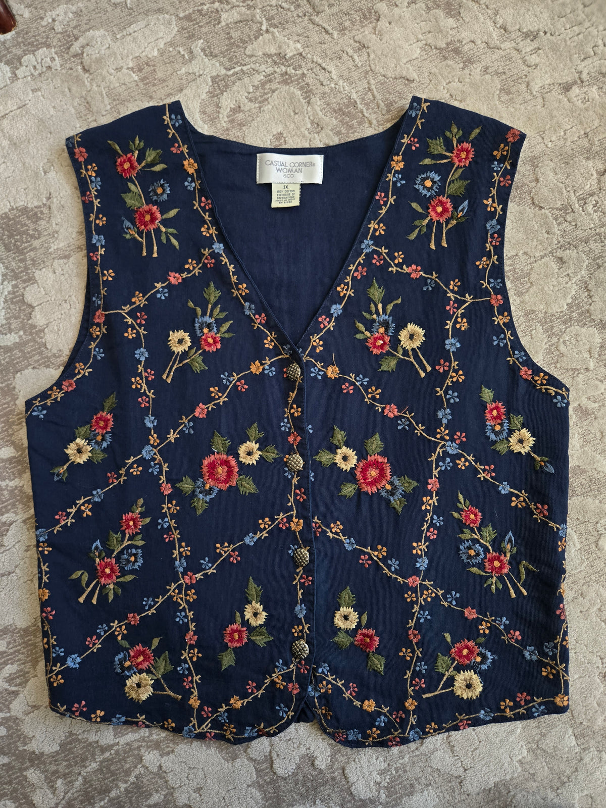 Casual Corner 90s Floral Embroidered Vest - M/L