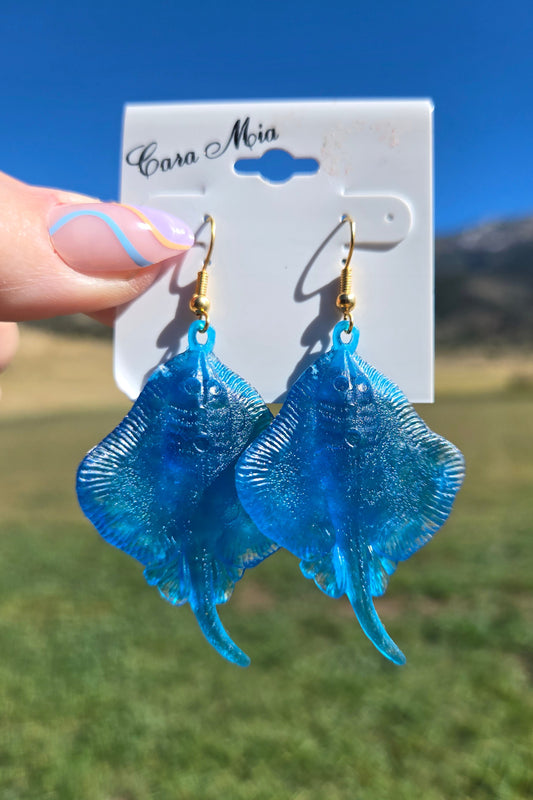 Deadstock Cara Mia Blue Rubber Singray Earrings