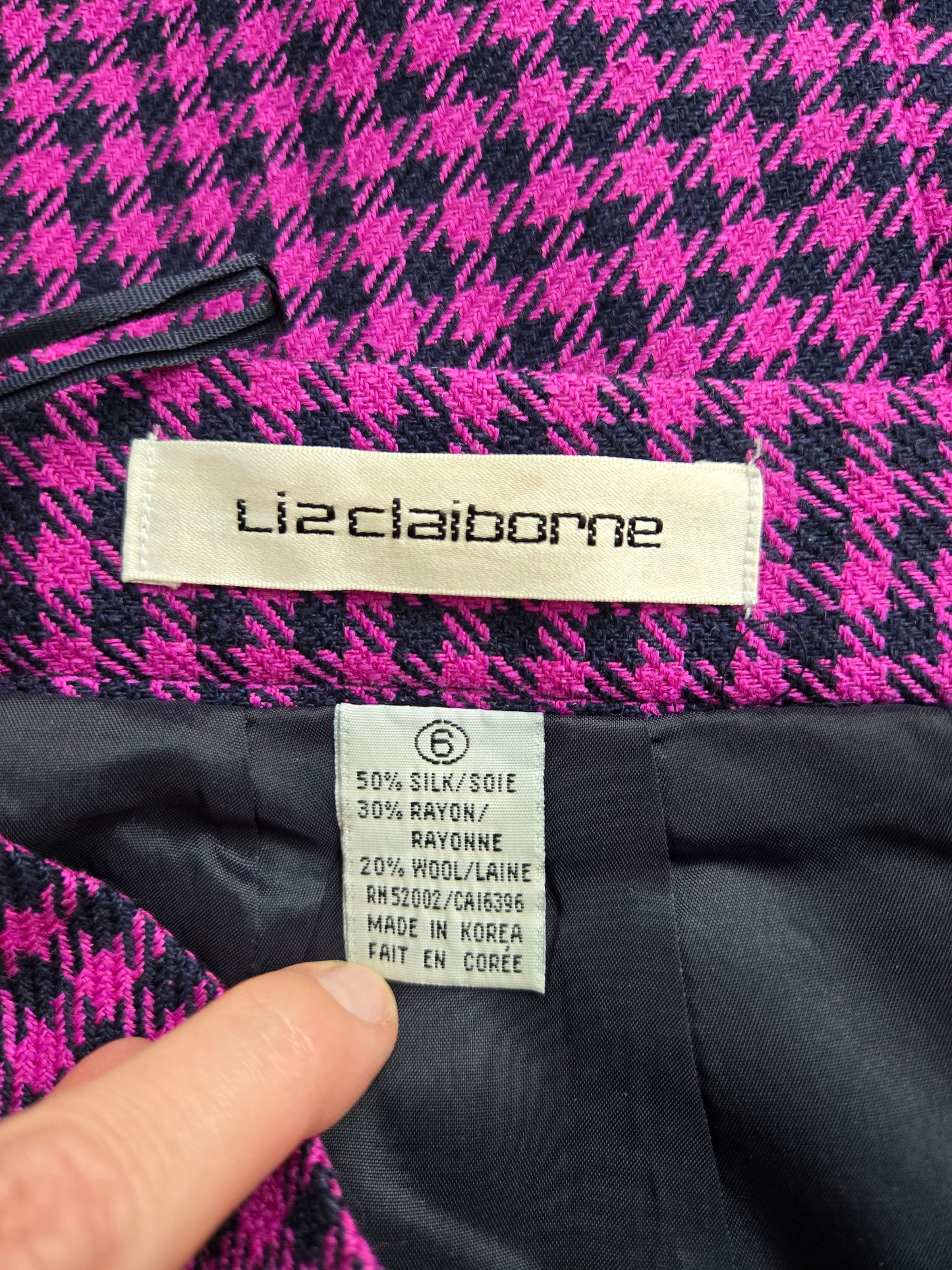 Liz Claiborne Vintage Silk/Wool Tweed Pink Plaid - Small