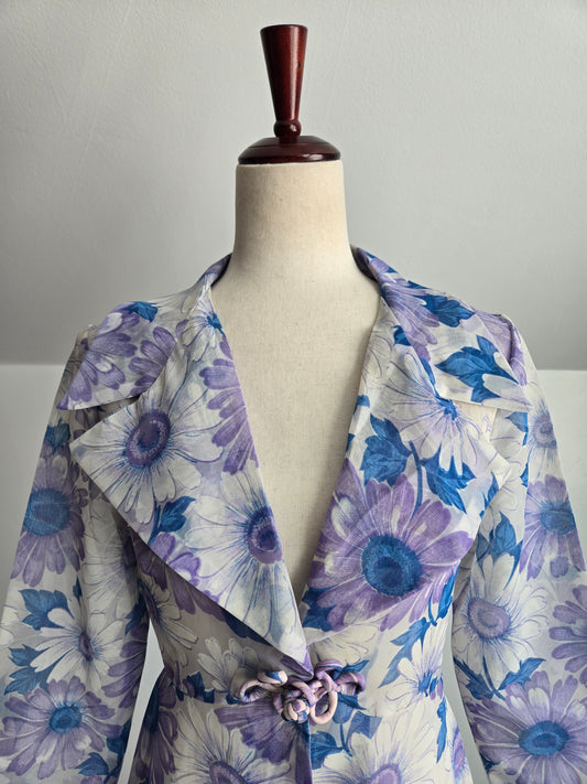 Vintage 70s Shear Floral Duster - Small
