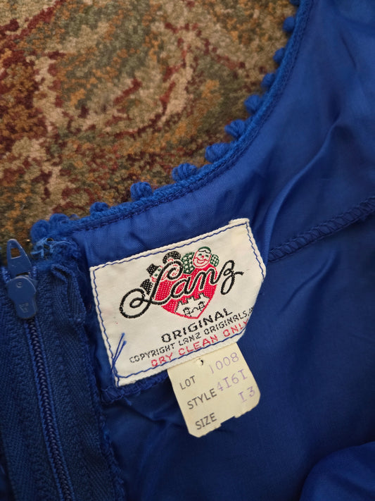 Lanz Original Vintage 70s Little Blue Wool Tank Dress - small/medium