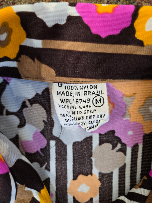 Vintage Psychedelic Print Nylon Top Made in Brazil - XS/S