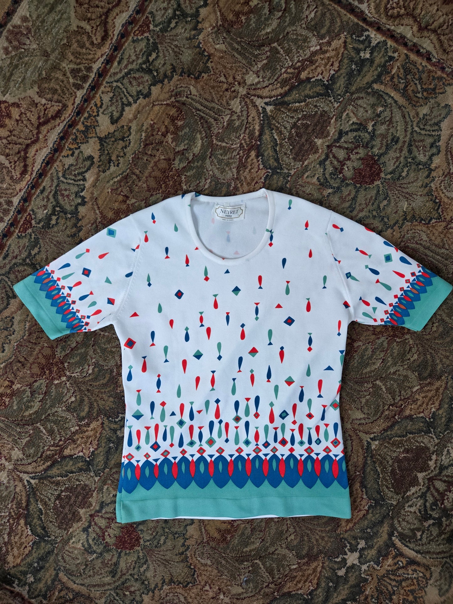 Neyret Paris Made in France Mid Century Mod Print Tee - XS/S