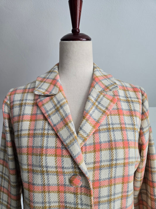 Vintage 70s Plaid Blazer and Skirt Two Piece Set - Medium/Large