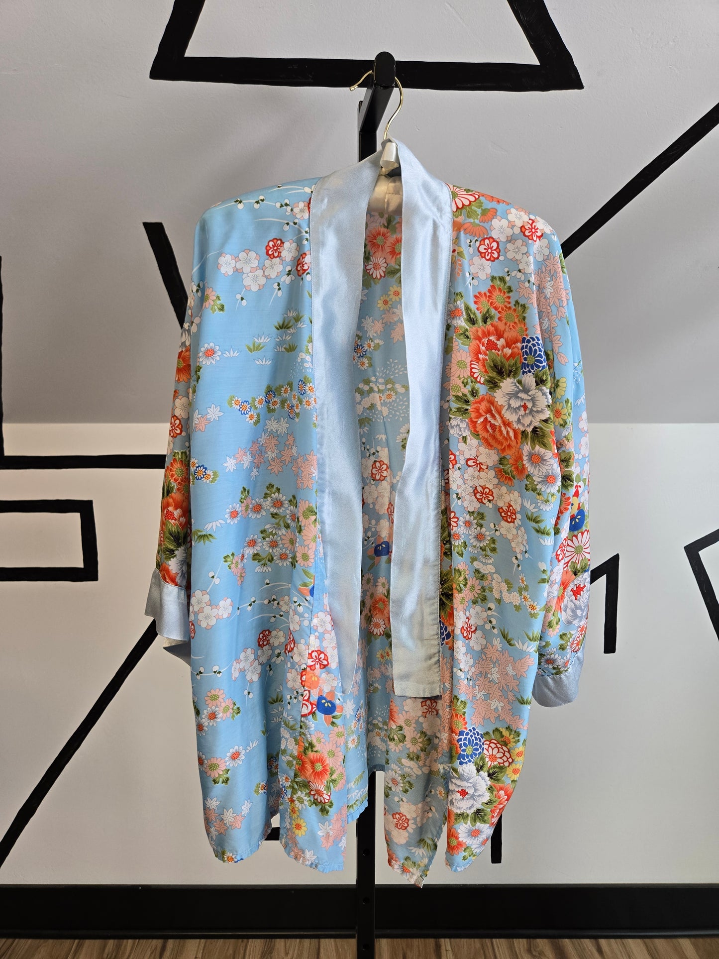 Authentic Blue Kimono Top with Belt - OS