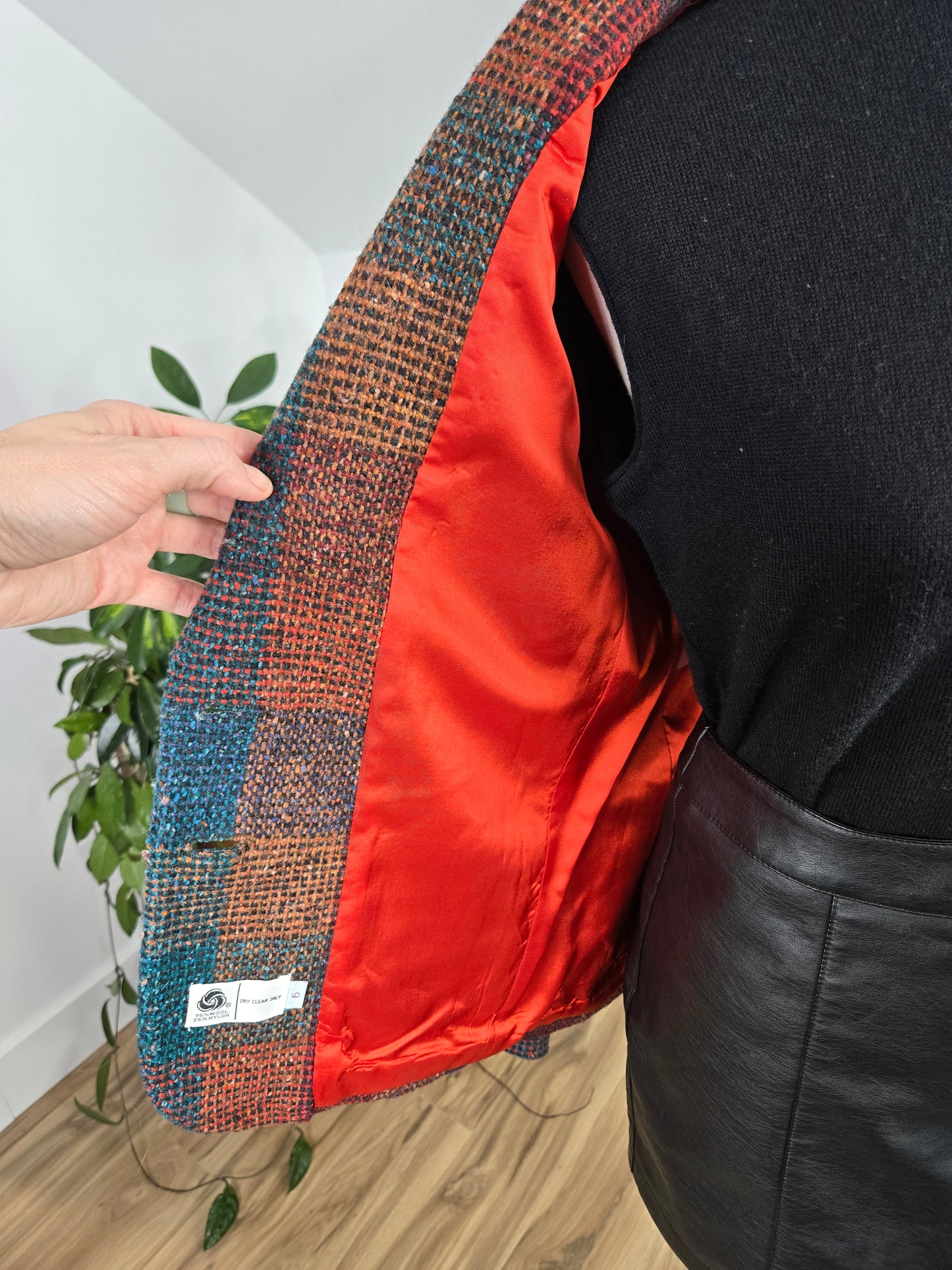 Liz Claiborne Vintage Union Tag Colorful Plaid Wool Blazer - small