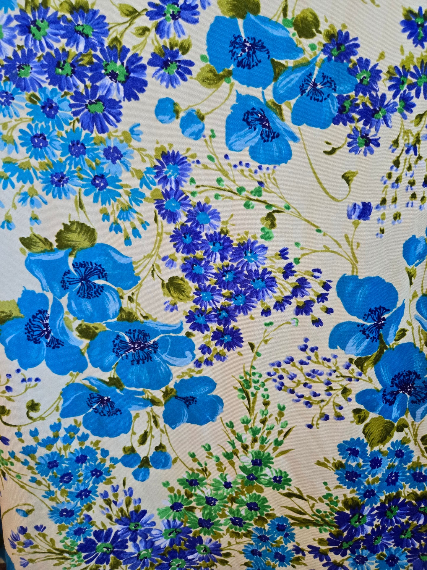 Vintage 70s Flower Power Nylon Maxi Dress - medium