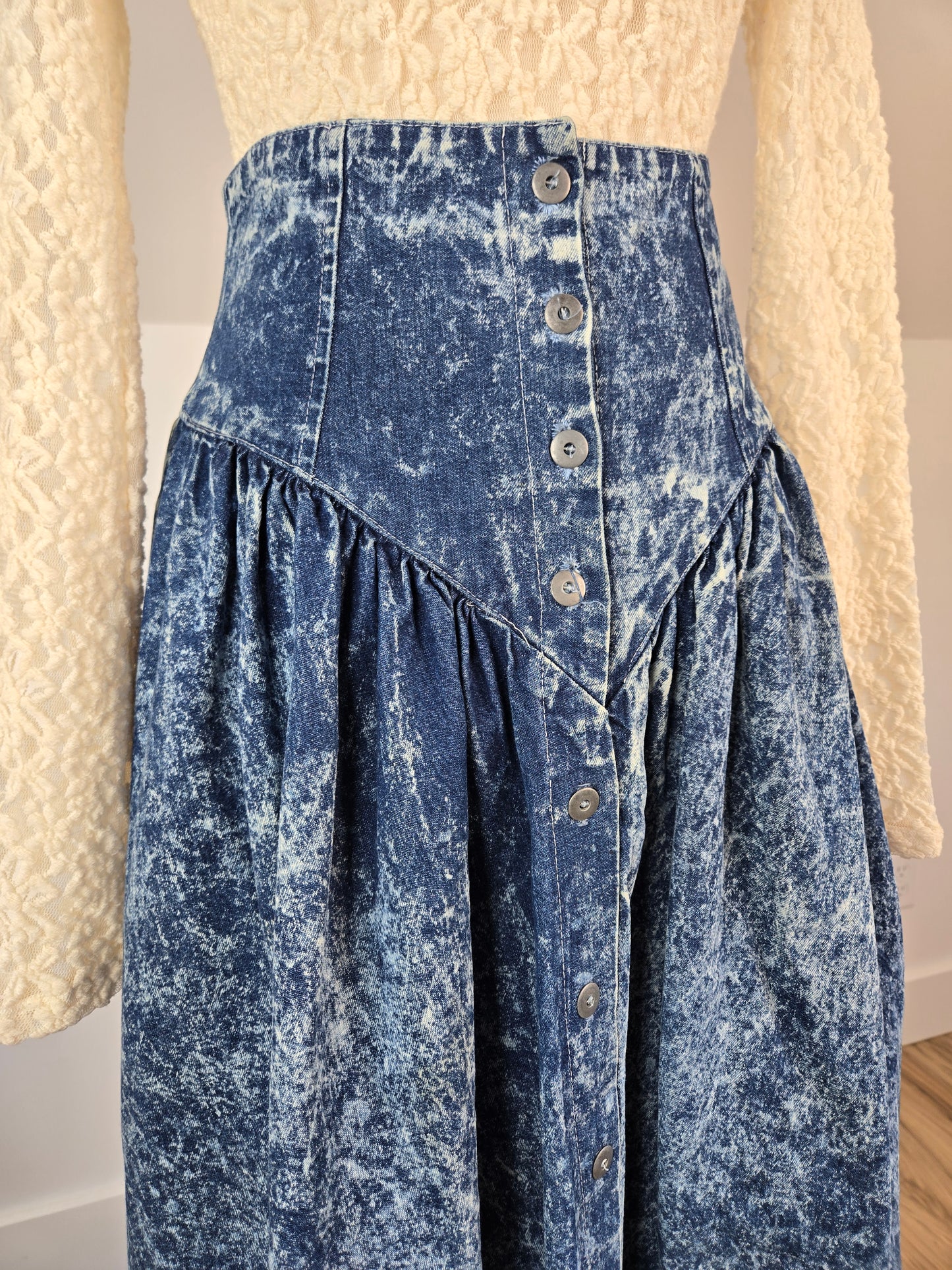 Good Things of California Vintage Acid Wash Denim Skirt - small