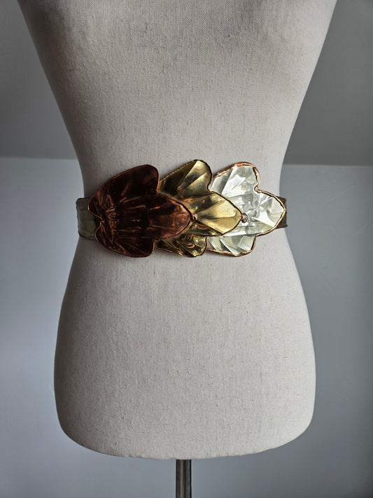 1970s Solid Brass Multi Tone Belt - W26-33"