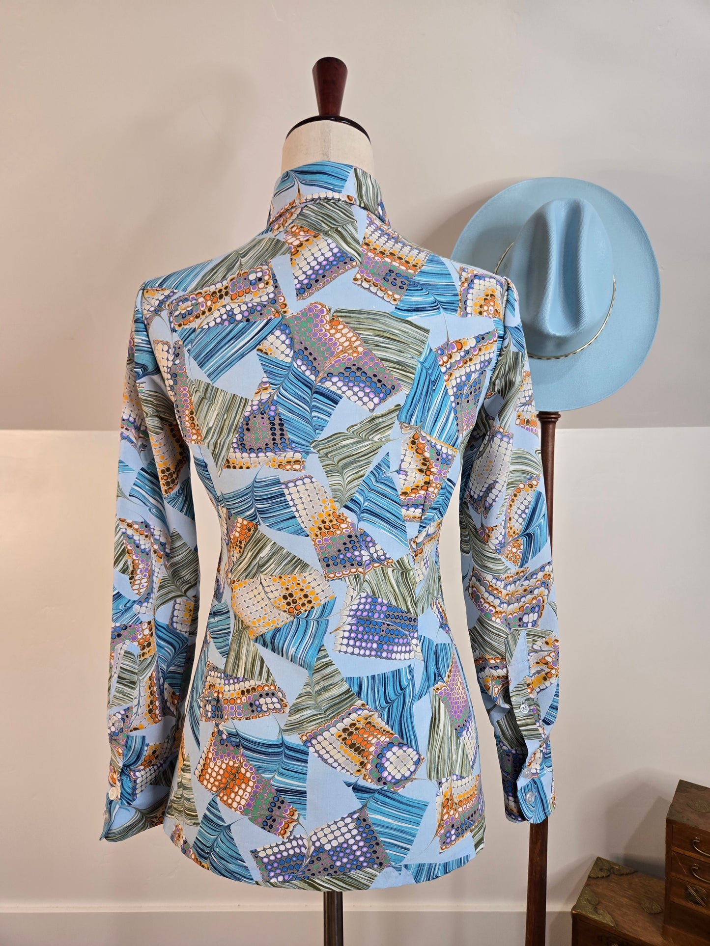 Allison Peters Vintage 70s Psychedelic Dagger Collar Shirt - XS/S
