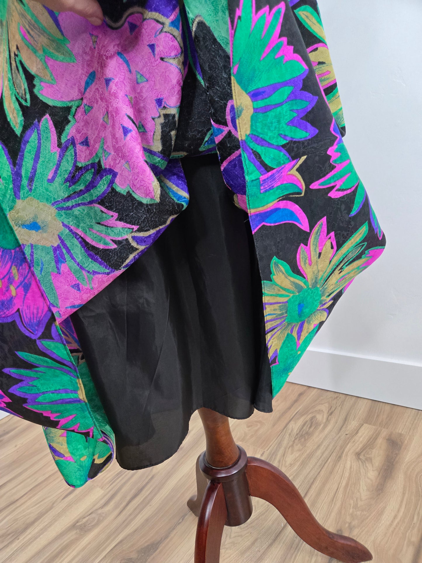 Morton Myles Vintage 1980s Silk Floral Dress - Small