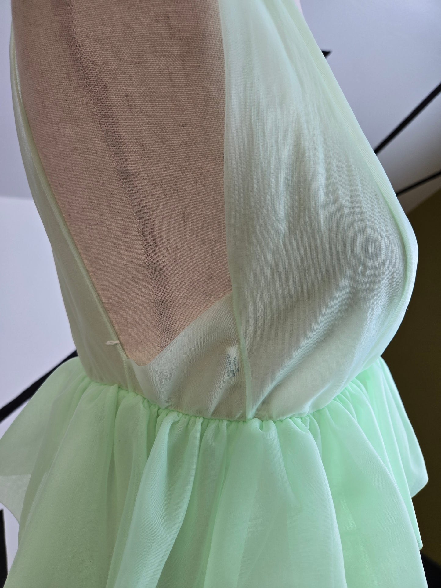 Vintage Lime Green Layered Ruffle Negligee - small