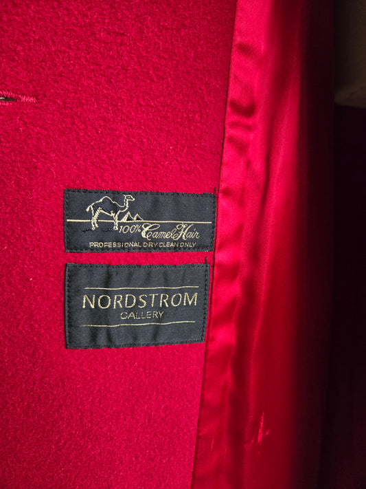 Vintage Nordstrom Gallery Red Camel Hair Over Coat Made in USA - L/XL