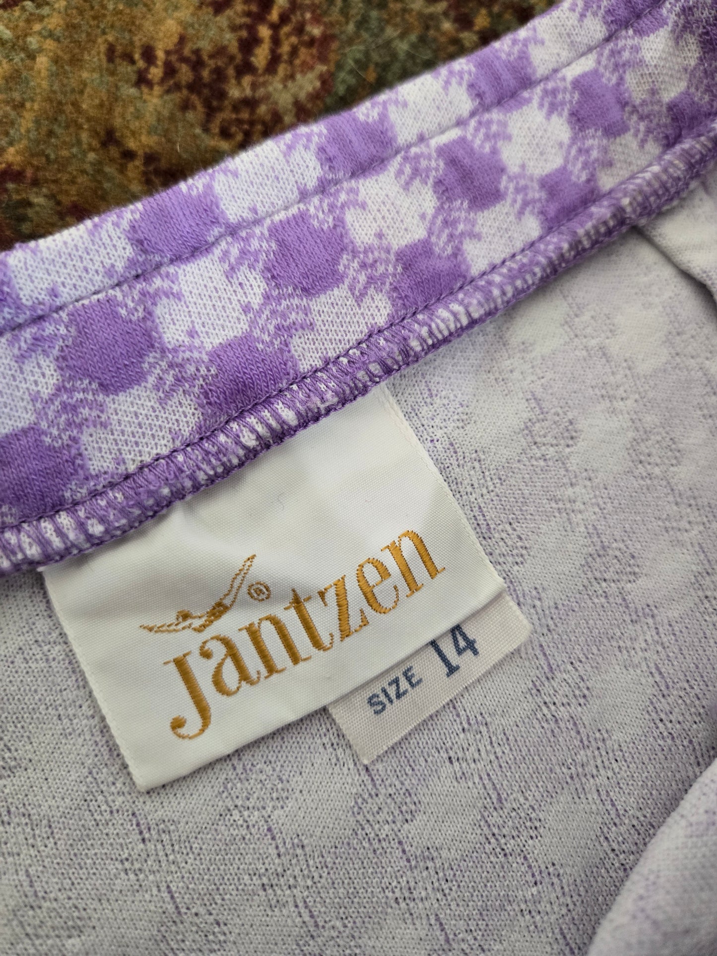 Jantzen Vintage 70s Purple and White Checkered Knit Maxi Skirt - medium