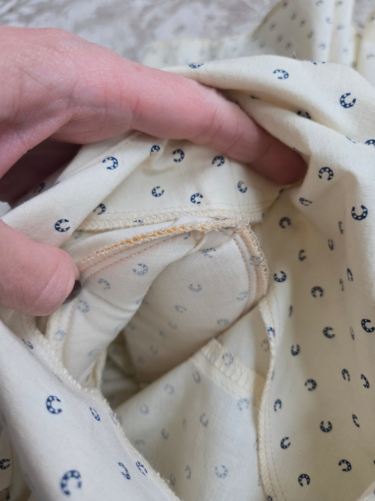 Trego's Westwear Vintage Cotton Dress with Horseshoe Print - Large