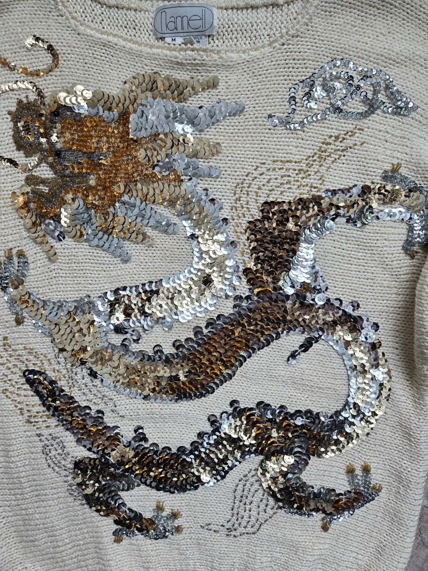 Nannell Vintage 80s Sequin Dragon Sweater - medium