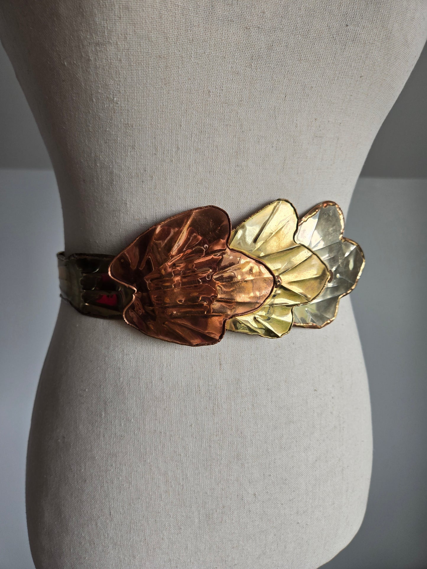 1970s Solid Brass Multi Tone Belt - W26-33"
