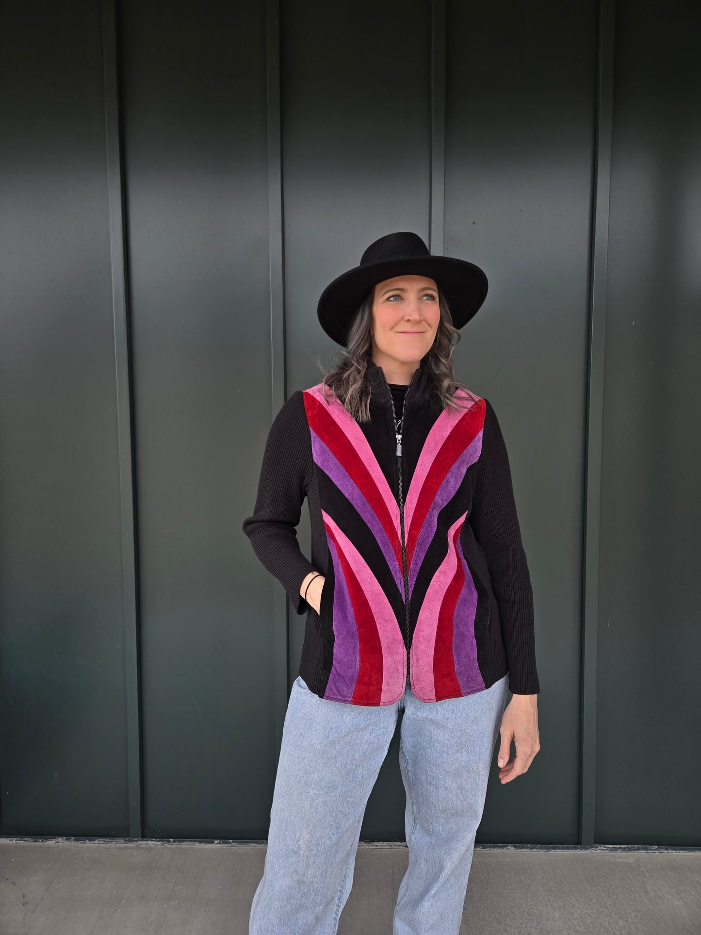 Bob Mackie Vintage Retro Patchwork Pink Leather Jacket - medium