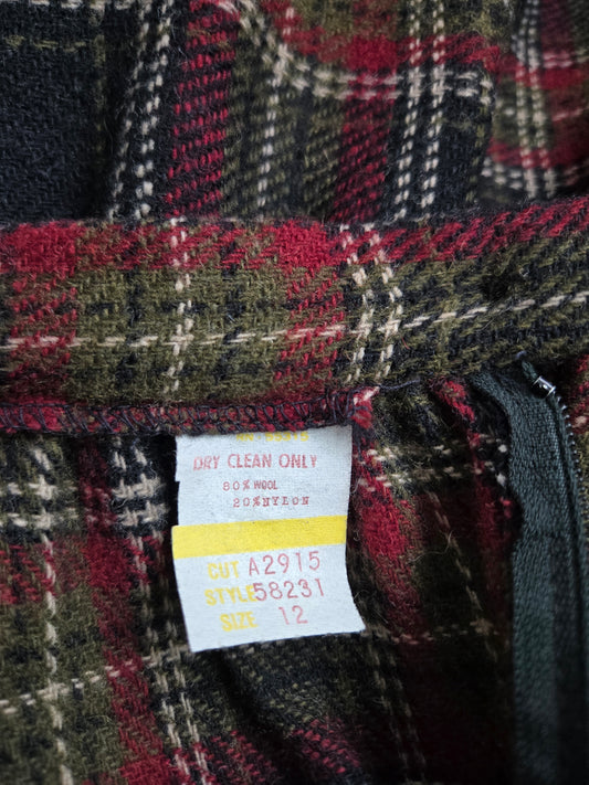 Dana Point California Vintage 80s Wool Plaid Blanket Skirt - W28"