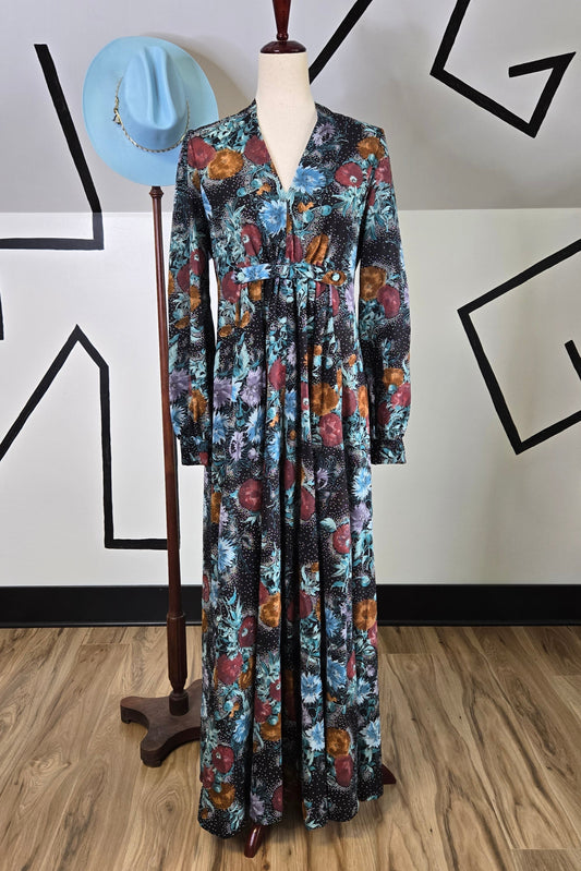 Handmade Vintage 70s Floral Maxi Dress - Small/Medium
