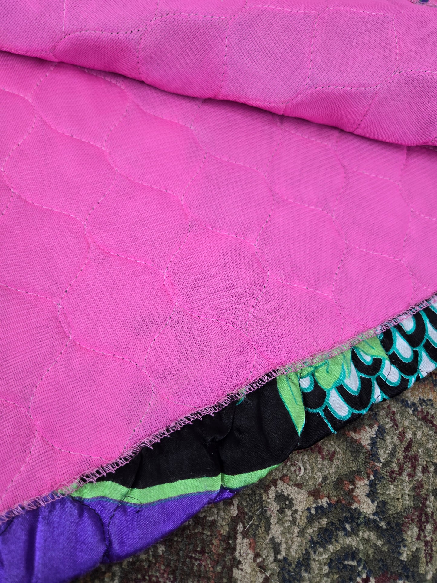 Penney's Loungewear Vintage 70s Dayglo Quilted Skirt - S/M/L