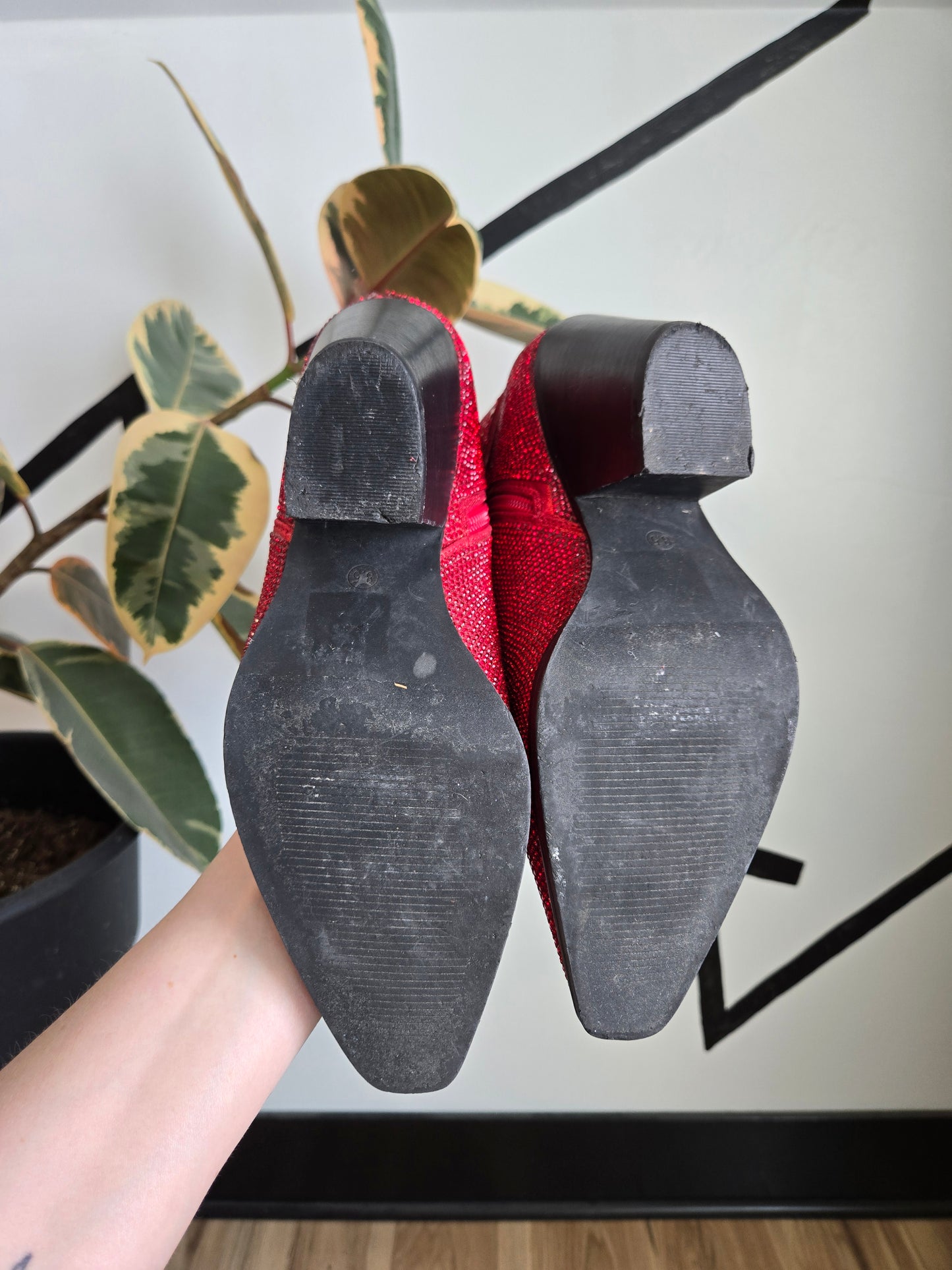 Dorothy Does Western! Antonia Rhinestone Western Ankle Boot in Red - Size 8.5