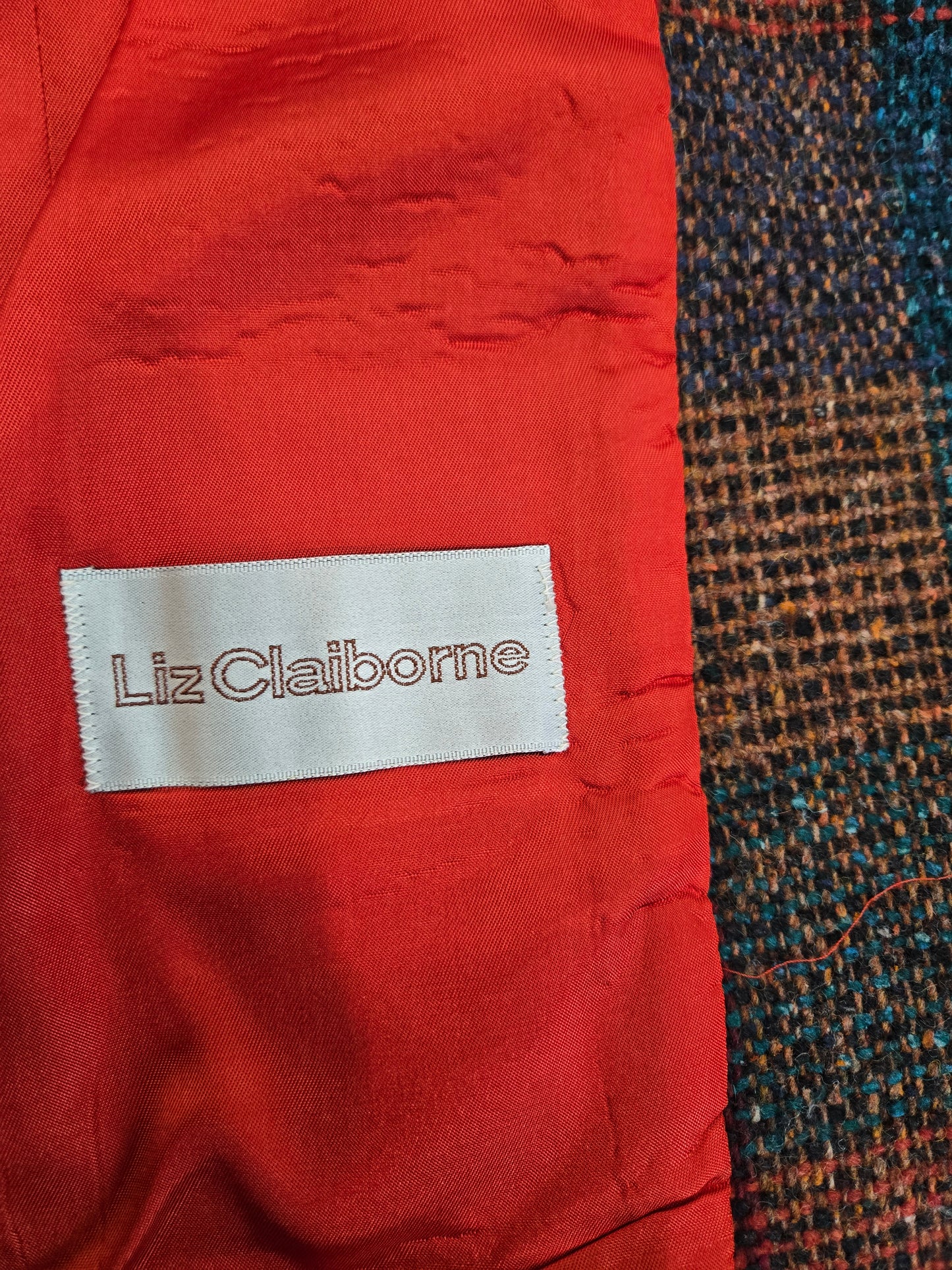 Liz Claiborne Vintage Union Tag Colorful Plaid Wool Blazer - small