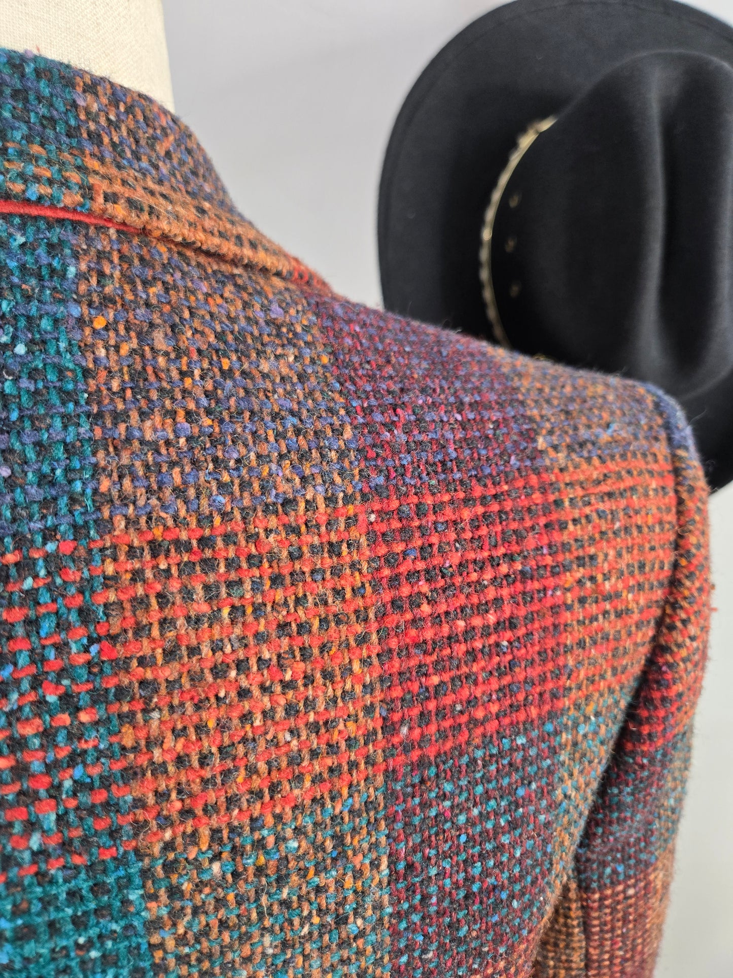 Liz Claiborne Vintage Union Tag Colorful Plaid Wool Blazer - small