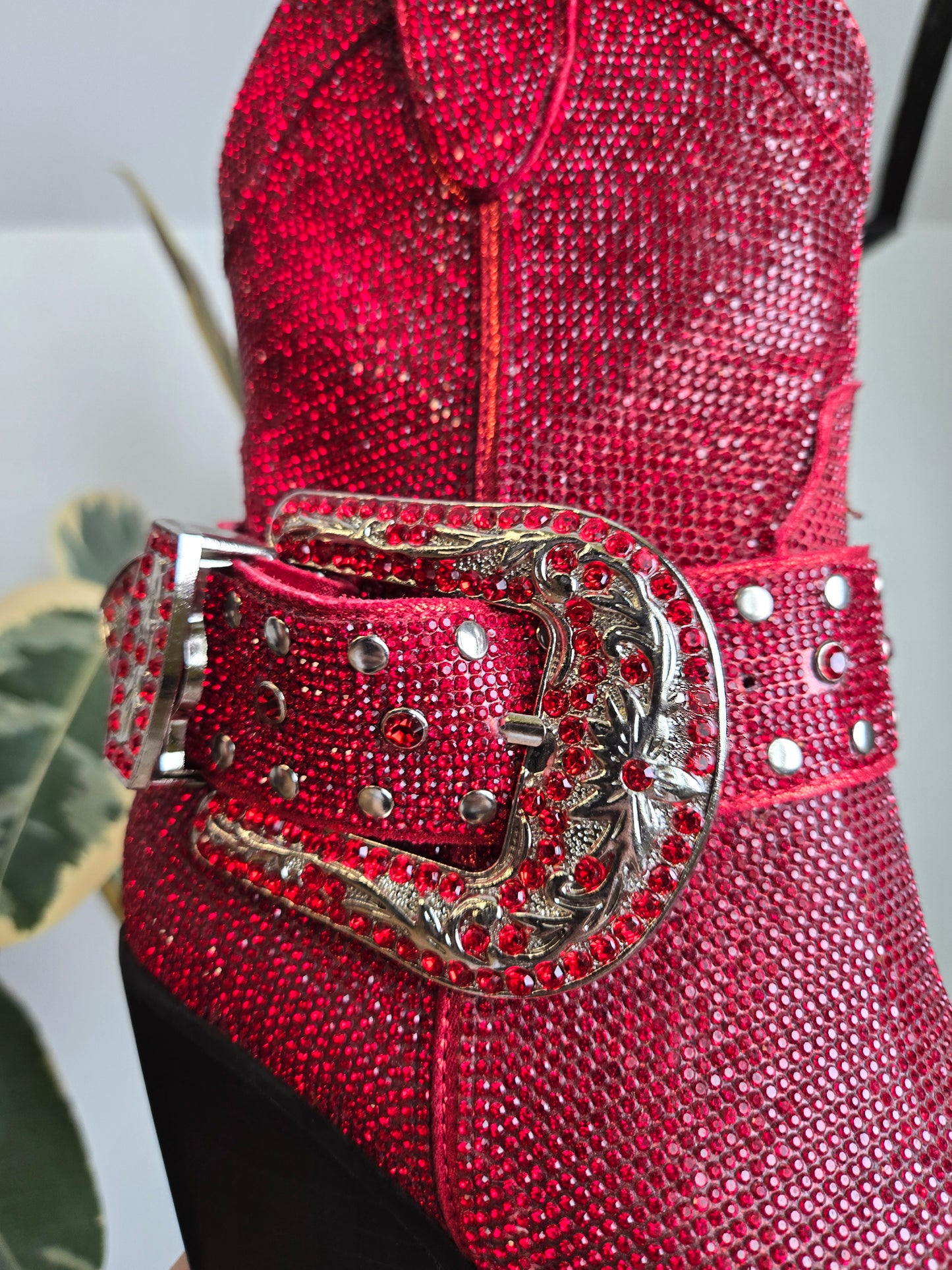 Dorothy Does Western! Antonia Rhinestone Western Ankle Boot in Red - Size 8.5