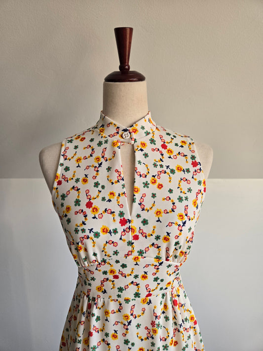 Gay Gibson 70s Micro Print Maxi Dress - XS