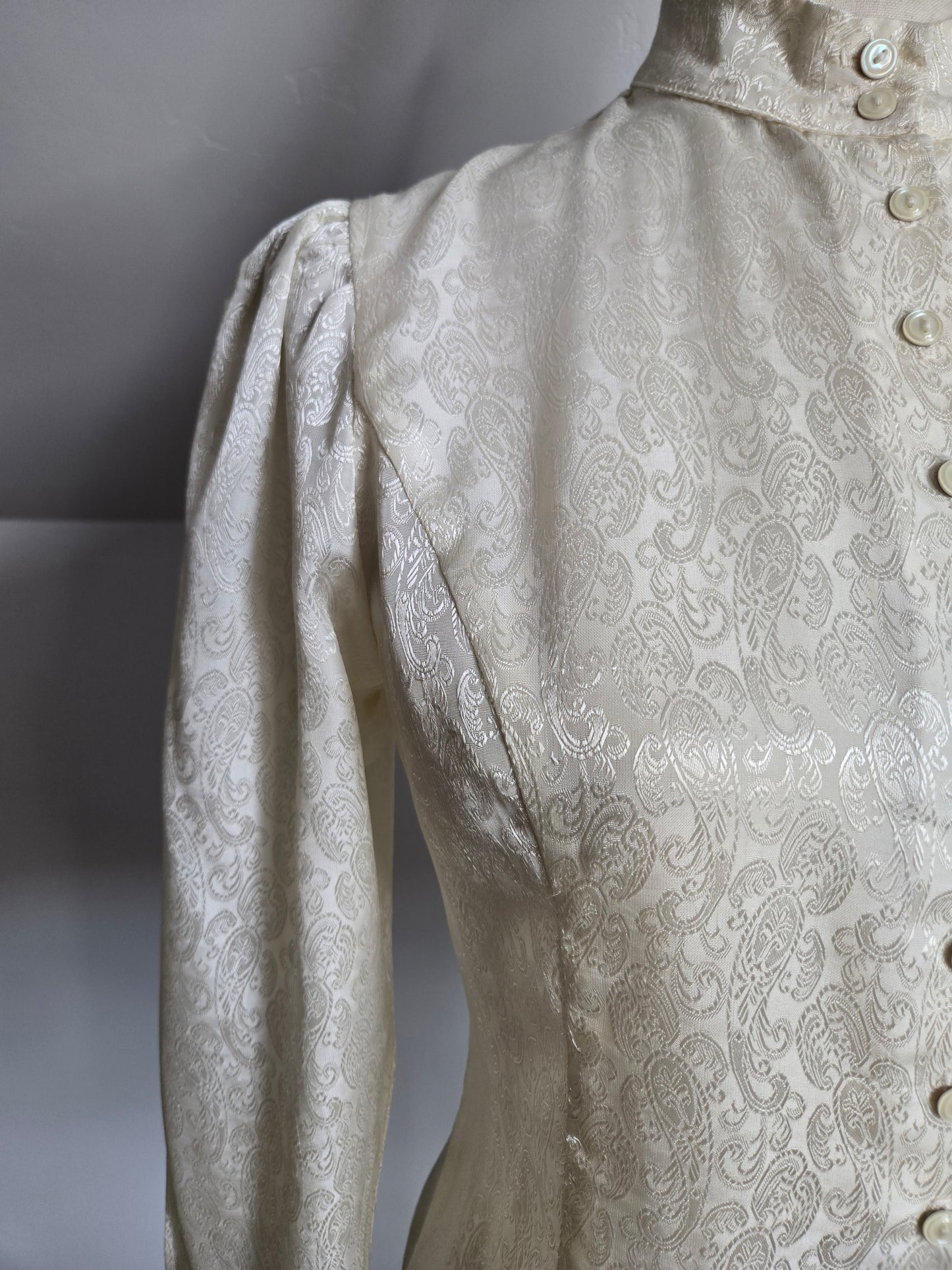 Vintage Edwardian Style Paisley Jacquard Top - Small