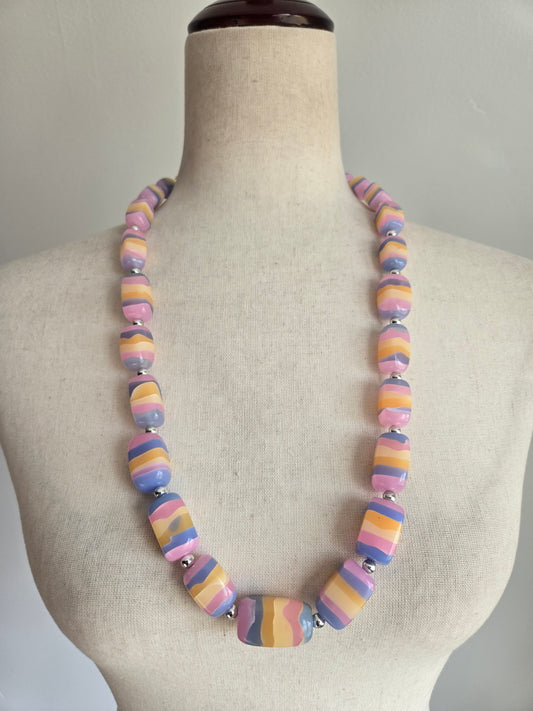 Vintage Colorful Acrylic Bead Statement Necklace