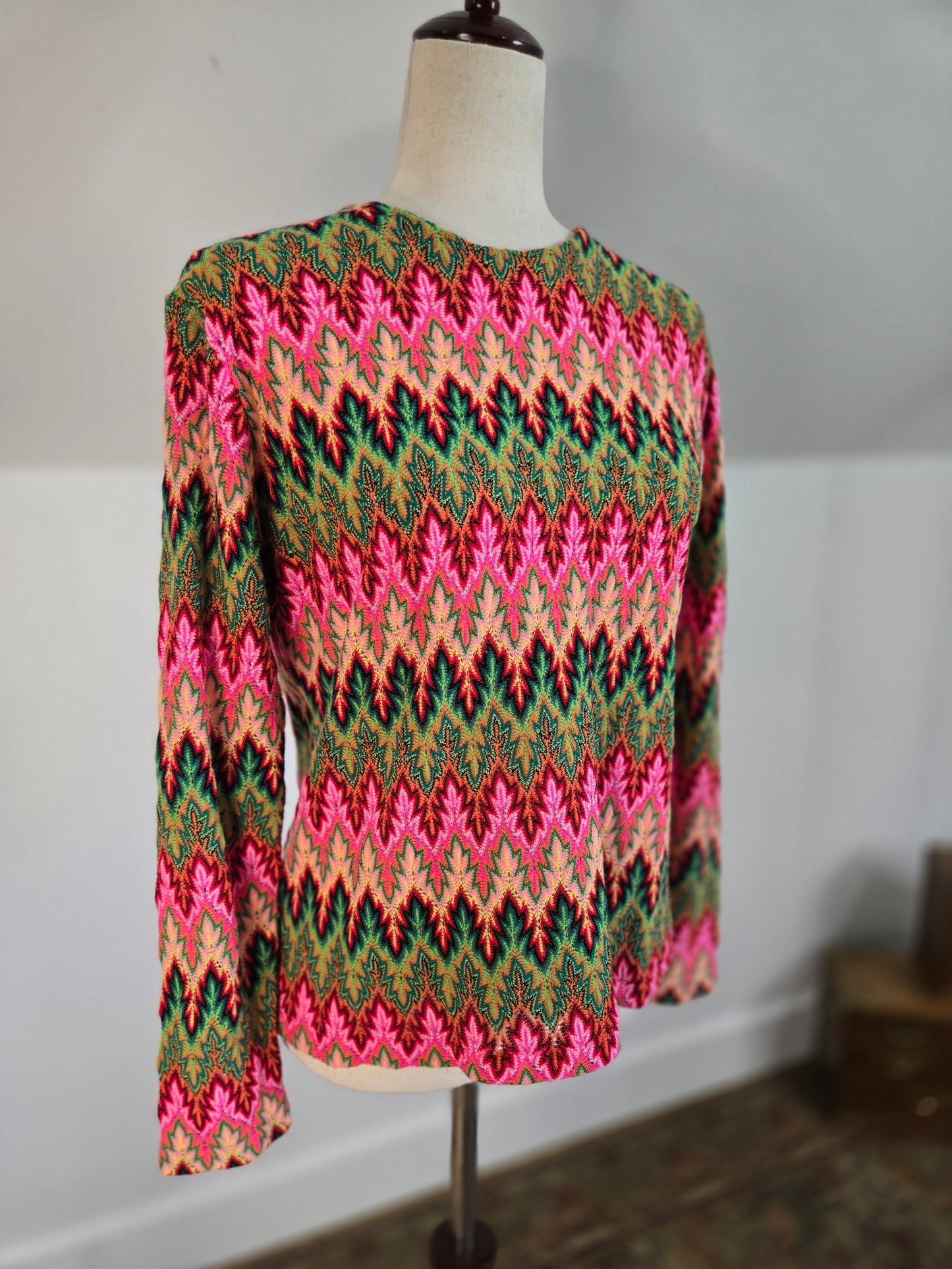 Miss Holly Vintage 70s Crochet Zig Zag Top Made in Japan - medium