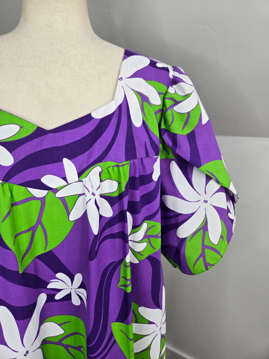 E&K Hawaii Cotton Blend Psychedelic Print Dress - 2XL