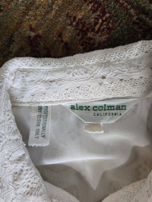 Alex Coleman Vintage 70s Lace Button Down Top - XS/S
