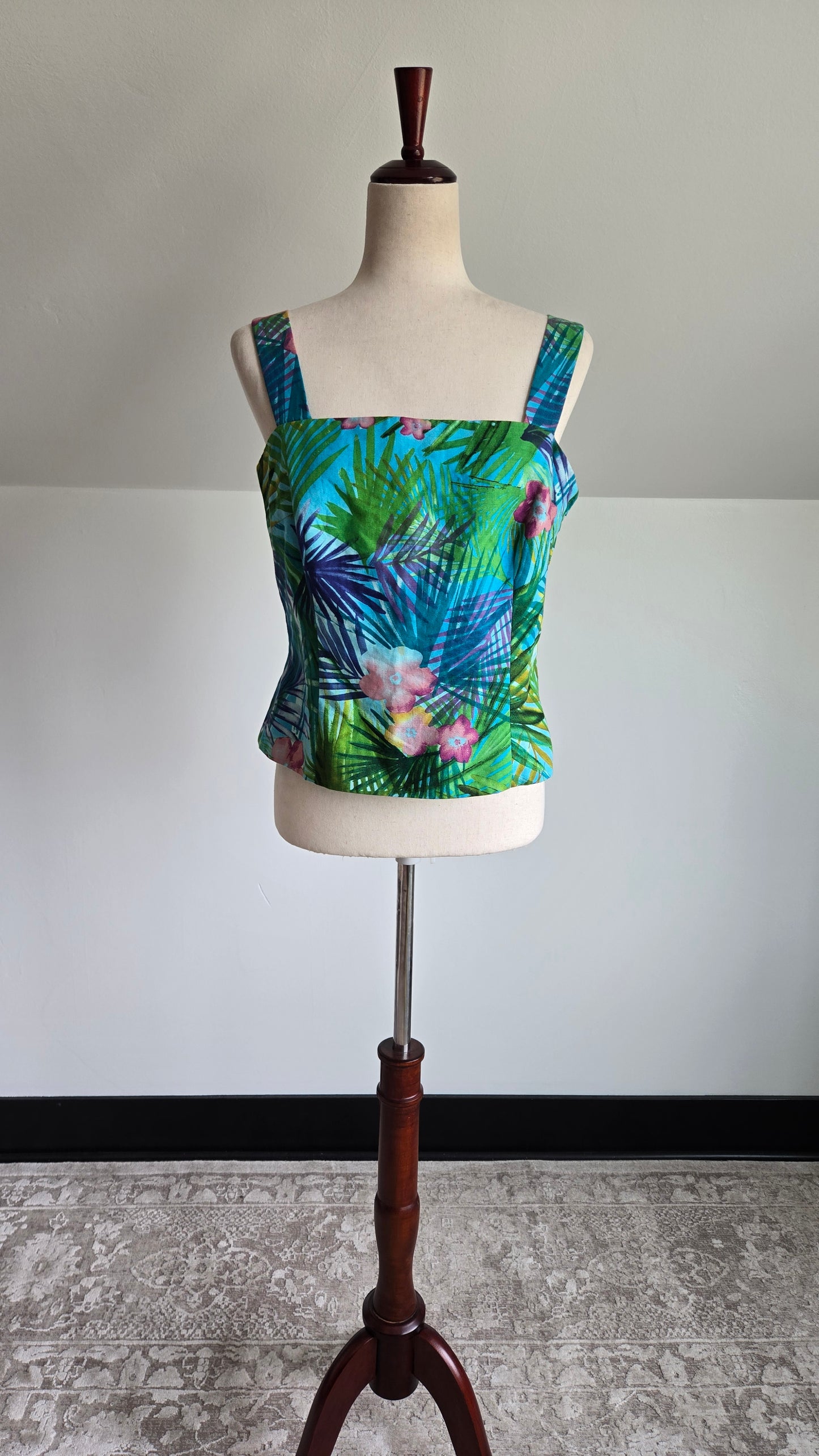 Maggy London Cotton/Linen Floral Tank