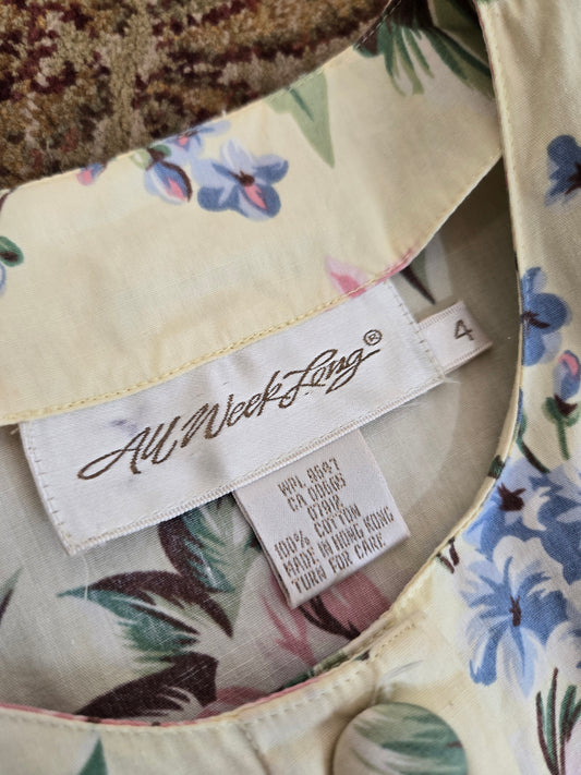 All Week Long 80s Cotton Floral Dress - medium